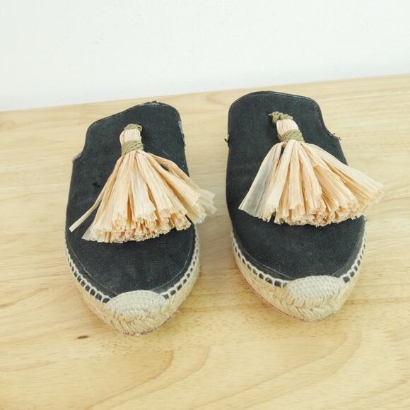 Bettye Muller Mules Espadrille Sandals Rabat Tassel Beach Resort 38 8 Black - Picture 3 of 11